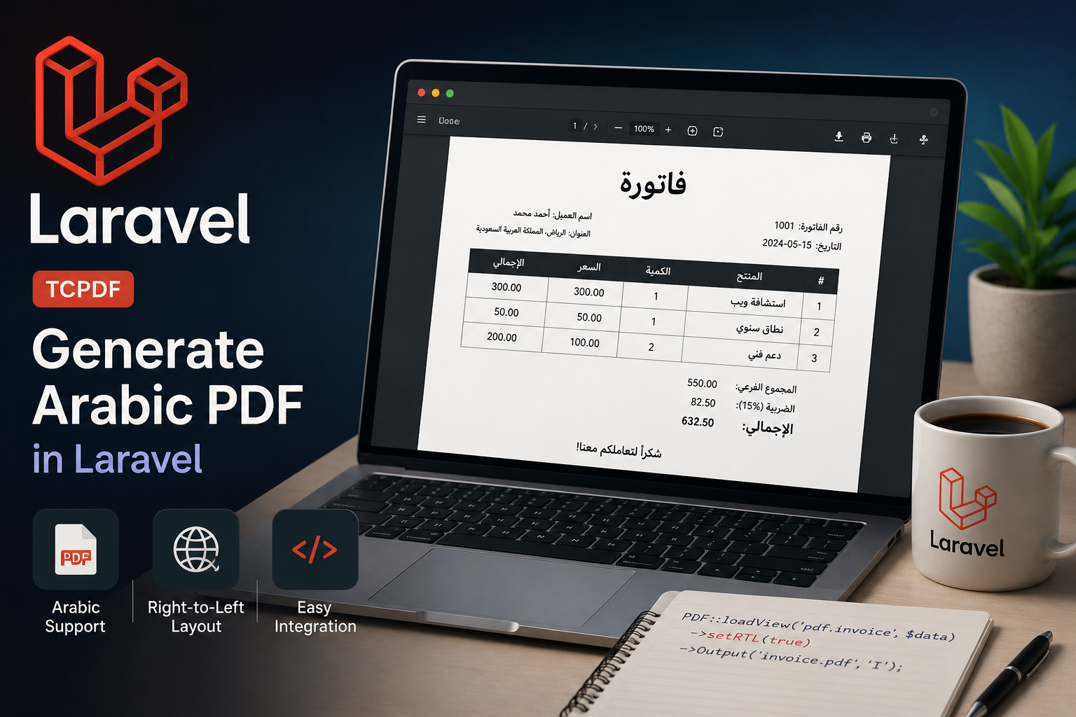 How to generate Arabic PDF using TCPDF